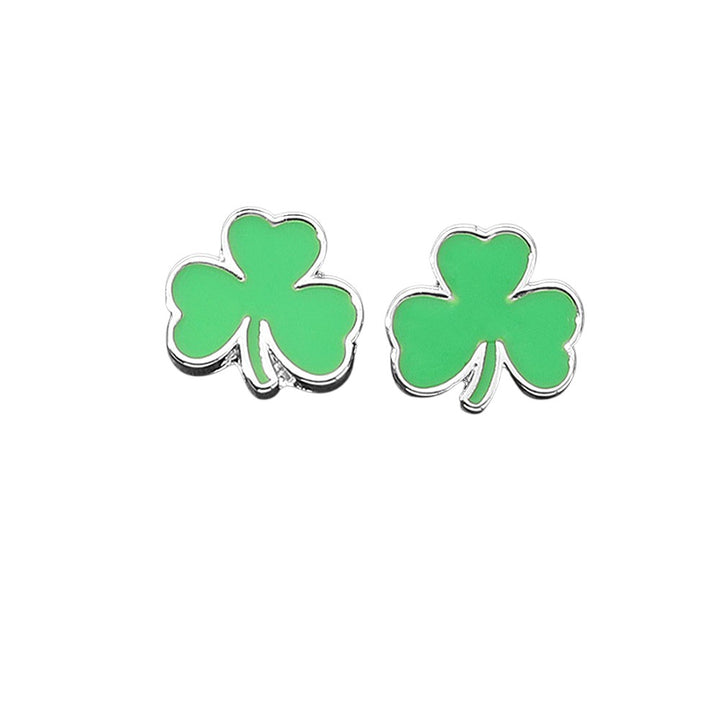 SECRET BOX 14K Gold Dipped Shamrock Clover Enamel Earrings