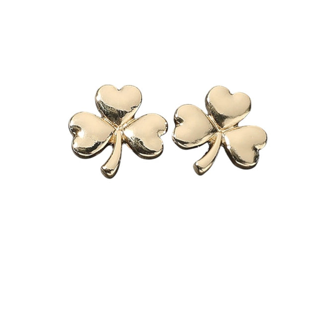 SECRET BOX_14K Gold Dipped Shamrock Clover Stud Earrings perfectly blend style and elegance. Made with high-quality materials, these earrings are not only beautifully designed but also durable. The 14K gold plating adds a touch of luxury, making them the perfect addition to any outfit. 
