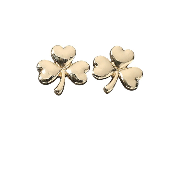 SECRET BOX_14K Gold Dipped Shamrock Clover Stud Earrings