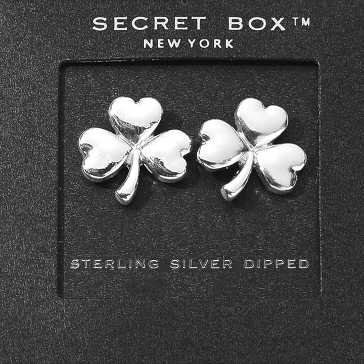 SECRET BOX_14K Gold Dipped Shamrock Clover Stud Earrings