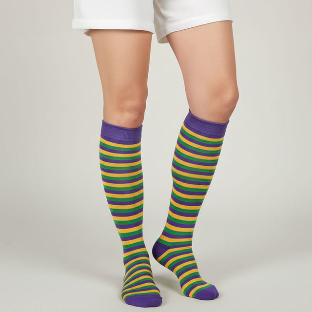 Madeline Love Multi Mardi Gras Striped Knee-High Socks - Jewelry