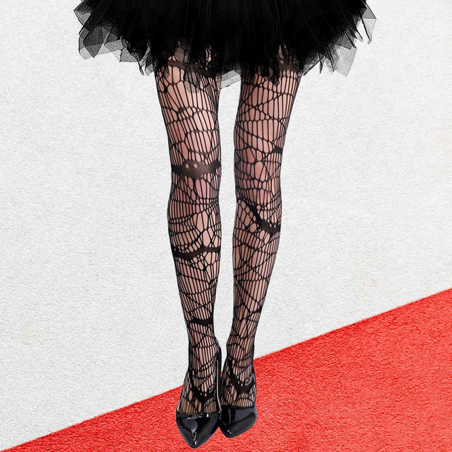 Madeline Love Black Bat Halloween Costume Fishnet Tights - Jewelry
