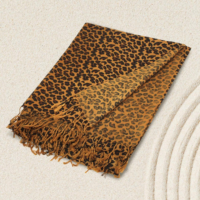 Madeline Love Brown, Leopard Leopard Print Pashmina Scarf Shawl - Scarves & Wraps