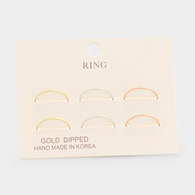 Madeline Love Gold, Rose Gold , Silver 6PCS - Gold Dipped Metal Rings - Jewelry