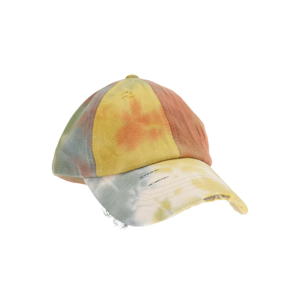 Tie Dye Criss-Cross High Ponytail CC Ball Cap offers a stylish solution for those who want to keep their hair up while staying protected from the sun. Featuring a criss-cross design at the back, it comfortably accommodates high ponytails without compromising fit. The vibrant tie-dye pattern adds a fashionable edge, making it ideal for active lifestyles or casual wear. Crafted for durability and comfort, this cap is adjustable to ensure a secure fit throughout your day. 