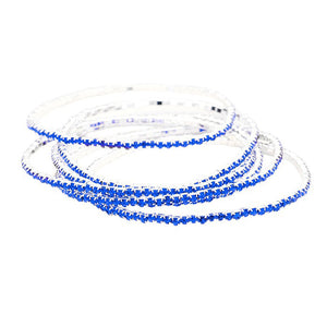 Sapphire 6PCS - Rhinestone Multi Layered Stretch Evening Bracelets, Perfect for a formal event or adding some glam to your everyday look. The sparkling rhinestones will catch the light and make you shine! Get ready to turn heads and feel confident with each wear. The ideal choice for making a lovely gift to your loved ones.