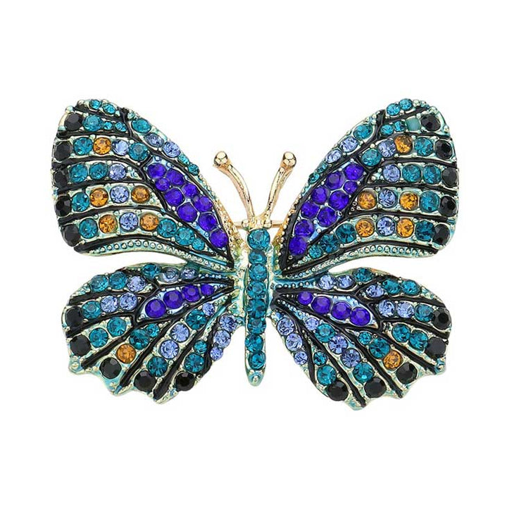 Sapphire Blue Rhinestone Pave Butterfly Pin Brooch adds a touch of elegance to any outfit. Featuring dazzling rhinestones in a pave butterfly design, this pin exudes a sophisticated and polished look. Perfect for both casual and formal occasions, this versatile accessory will elevate any ensemble.