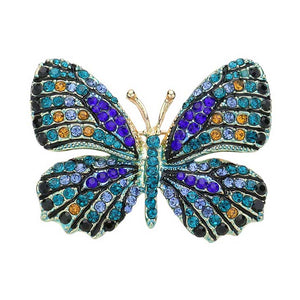 Sapphire Blue Rhinestone Pave Butterfly Pin Brooch adds a touch of elegance to any outfit. Featuring dazzling rhinestones in a pave butterfly design, this pin exudes a sophisticated and polished look. Perfect for both casual and formal occasions, this versatile accessory will elevate any ensemble.