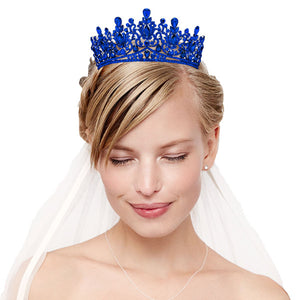 Sapphire Blue Teardrop Marquise Stone Accented Crown Tiara made from gorgeous marquise stone is the epitome of elegance. Exquisite design with gorgeous color and brightness, Unique hair jewelry is suitable for any special occasion, birthdays, weddings, pageants, proms, parties, quinceanera. Perfect gift for a bride to be.