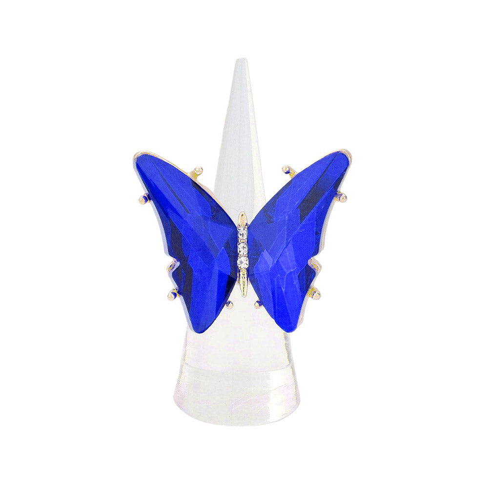 Sapphire Butterfly Stretch Ring, is a unique piece for your collection. Crafted from gleaming materials for a timeless and elegant look, this stretch ring features an ornate butterfly design for an eye-catching detail. Enjoy the perfect fit and stylish design of this beautiful ring. A perfect gift material to your loved ones.