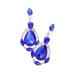Sapphire Crystal Rhinestone Teardrop Evening Earrings, are beautifully crafted with glimmering crystal rhinestones and a teardrop design that adds elegance and charm to your look. They are the perfect accessory for adding a touch of glamour to any special occasion. A quintessential gift choice for loved ones on any special day.