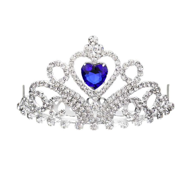 Sapphire Heart Crystal Rhinestone Princess Mini Tiara, this tiara features precious crystal rhinestone and an artistic design. Perfect for adding just the right amount of shimmer & shine, will add a touch of class, beauty and style to your special events. Suitable for Wedding, Engagement, Prom, Dinner Party, Birthday Party, Any Occasion You Want to Be More Charming.