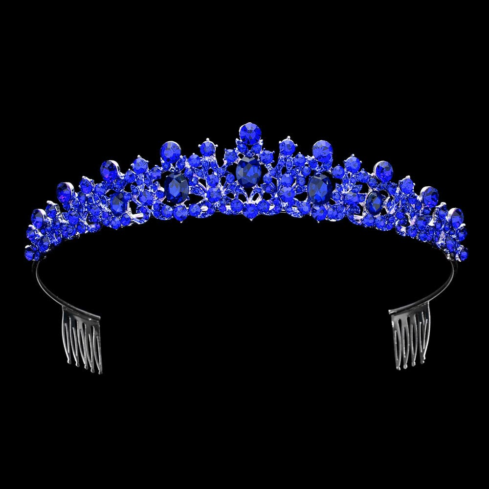 Sapphire Oval Stone Pointed Princess Tiara, is an ideal accessory for special occasions. Its classic design is crafted with quality materials featuring an oval stone with pointed edges for a timeless look. Look regal and sophisticated with this exquisite tiara. Ideal gift for loved ones on any special day.