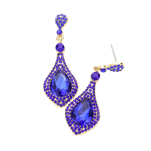 Sapphire Teardrop Crystal Rhinestone Pave Evening Earrings, will give you a classic, elegant look. They feature a teardrop-shaped design and are adorned with crystal rhinestones for an eye-catching touch. Perfect for any special occasion, night out party, Mother's Day, Graduation, Prom Jewelry, Just Because, etc. Stay elegant.