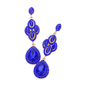 Sapphire Teardrop Stone Accented Dangle Evening Earrings, these stylish evening earrings feature a teardrop centerpiece with a stone accent. Crafted from high-quality material for lasting durability, they make a perfect addition to any formal outfit. Awesome gift for birthdays, anniversaries, wives, friends, and mothers.