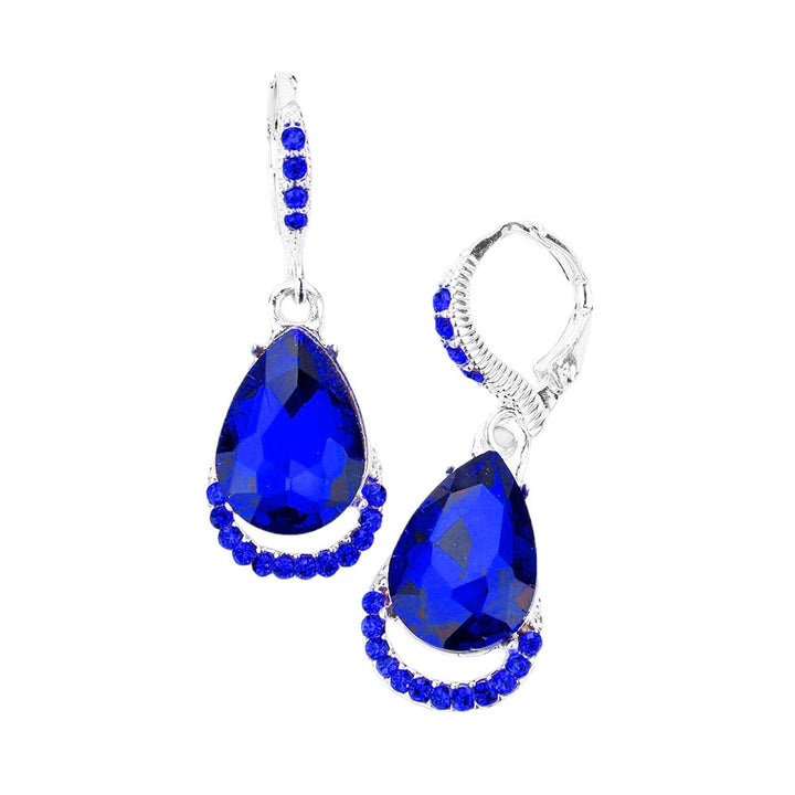 Sapphire Teardrop Stone Dangle Lever Back Evening Earrings, these elegant earrings feature a sparkling teardrop stone secured in a delicately crafted lever back closure. An awesome choice for wearing at parties. Perfect gift for Birthdays, anniversaries, Mother's Day, Graduation, Prom Jewelry, Just Because, Thank you, etc.