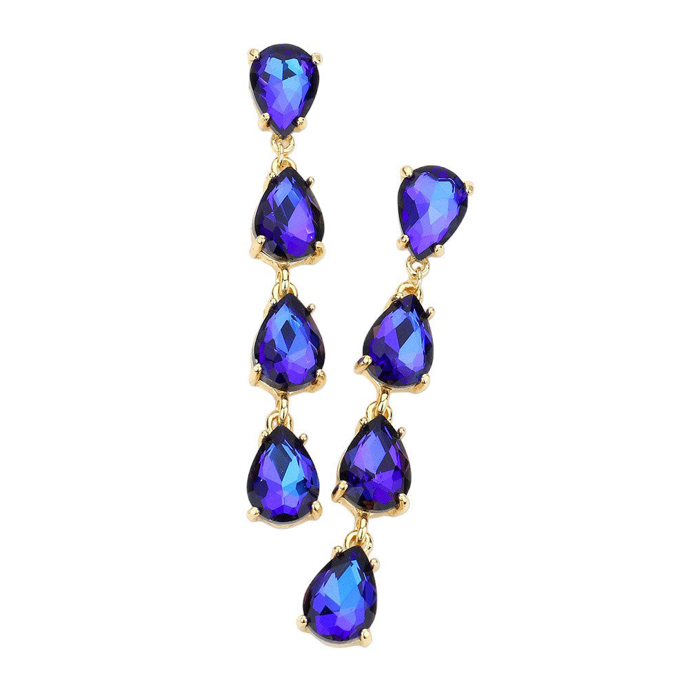 Sapphire Teardrop Stone Link Dangle Evening Earrings, add a subtle hint of sophistication to your special occasion look. Crafted from stones in a variety of colors, these earrings feature a delicate teardrop stone design that will sparkle and shine under the evening light. Perfect gift for your loved ones on any meaningful day.