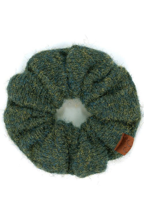 C.C Multi Yarn Knit Solid Color Soft Scrunchies - Seagreen