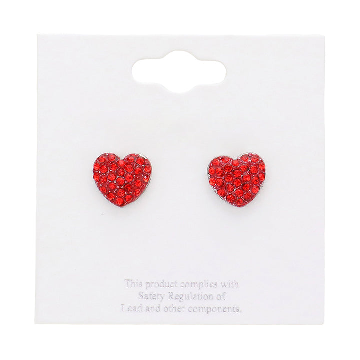 Siam-Crystal Stone Paved Heart Stud Earrings add a touch of sparkle to any outfit. Expertly crafted with crystal stones, they offer a timeless and elegant look. Perfect for any occasion, these earrings are a must-have for any jewelry collection.