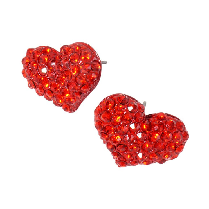 Siam-Crystal Pave Heart Stud Earrings offer a stunning addition to any outfit. The pave heart design adds a touch of elegance and sparkle, while the high-quality crystals provide a timeless shine. Perfect for both formal and casual occasions, these earrings are a must-have for any jewelry collection. 