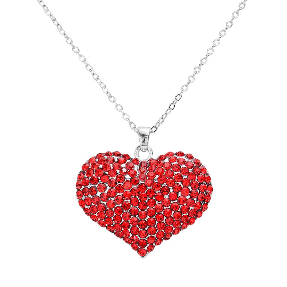 Siam Pave Crystal Rhinestone Heart Pendant Necklace, This elegant necklace is a perfect addition to any outfit. Made with quality materials, this necklace boasts a stunning heart-shaped pendant adorned with sparkling rhinestones. Add a touch of glamour to your look and make a statement with this beautiful piece of jewelry.