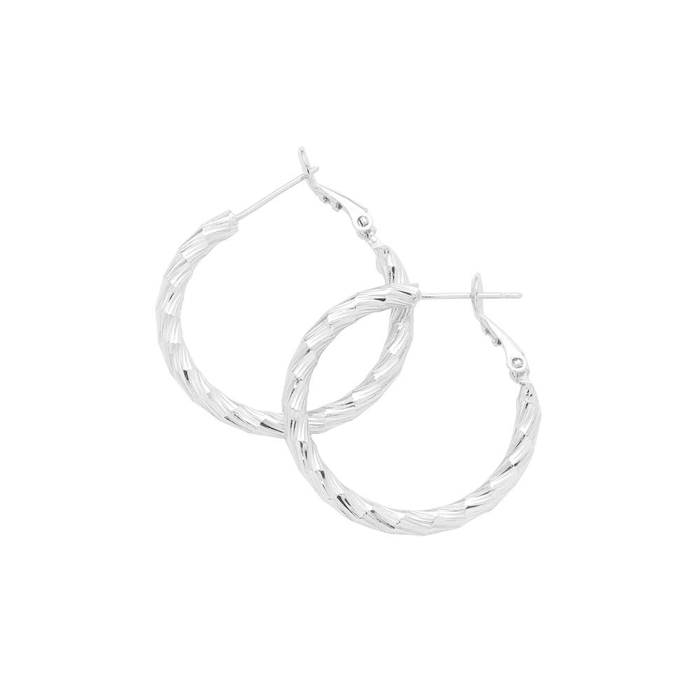 Silver 1.2 Inch Textured Brass Metal Hoop Earrings, turn your ears into a chic fashion statement with these brass metal hoop earrings! The beautifully crafted design adds a gorgeous glow to any outfit. Put on a pop of color to complete your ensemble in perfect style. 