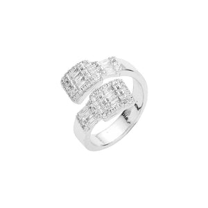 Silver Baguette Stone Accented Band Ring, is a timeless classic. Crafted with high-quality materials, its sleek, stylish design is set with an eye-catching baguette-shaped stone, adding a sparkle to any look. The perfect accessory to dress up any outfit and make a statement on any special occasion. Perfect gift idea.