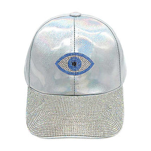 Silver Beautiful Bling Evil Eye Accented Baseball Cap, keep your styles on even when you are relaxing at the pool or playing at the beach. Large, comfortable, and perfect for keeping the sun off of your face and neck. Ideal for travelers who are on vacation or just spending some time in the great outdoors.