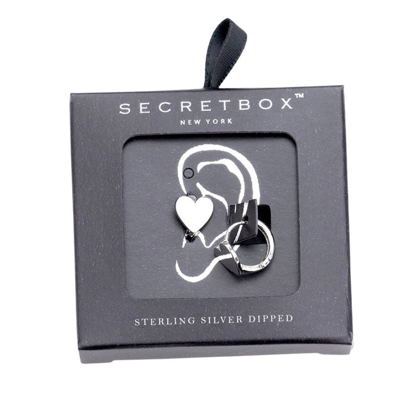 Silver Beautiful Secret Box Sterling Silver Dipped Heart Hoop Earrings, are fun handcrafted jewelry that fits your lifestyle, adding a pop of pretty color. Enhance your attire with these vibrant artisanal earrings to show off your fun trendsetting style. Great gift idea for your Wife, Mom, your Loving one, or any family member.
