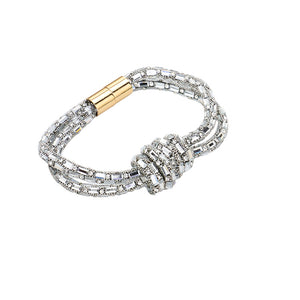 Silver Bling Knot Magnetic Bracelet, enhance your attire with this beautiful bracelet to show off your fun trendsetting style. It can be worn with any daily wear such as shirts, dresses, T-shirts, etc. It's a perfect birthday gift, anniversary gift, Mother's Day gift, holiday getaway, or any other event.