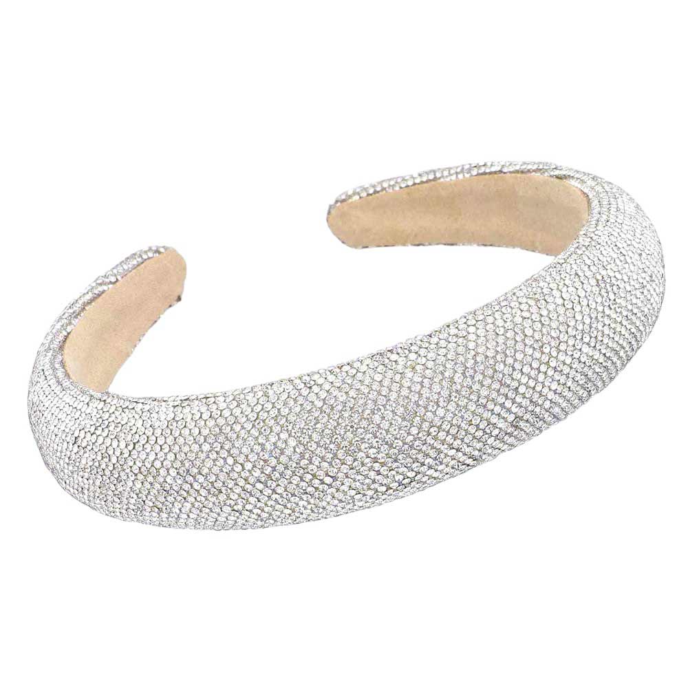 Silver Bling Padded Headband, Indulge in luxury with our special headband. Featuring a beautiful and glamorous design, this headband is adorned with dazzling bling for a touch of elegance. The padded construction ensures comfort during wear, perfect for adding a touch of sophistication to any outfit.