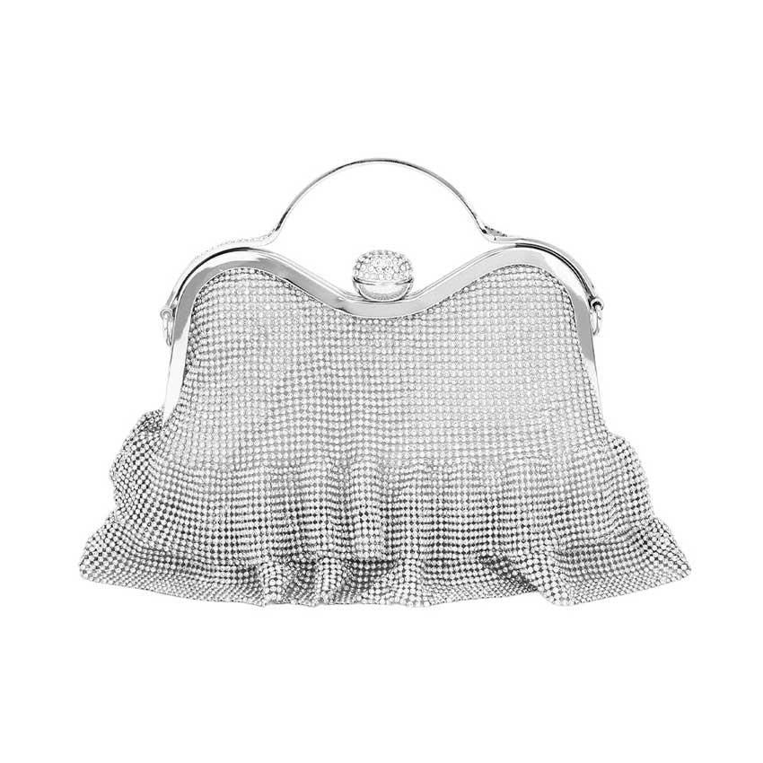 Silver Bling Pleated Evening Tote Crossbody Bag is a perfect accessory for special occasions. Its stylish pleated design coupled with its clasp closure provides secure storage for small items while making a fashion statement, Its sturdy construction and adjustable straps make it a stylish and practical choice for any event.