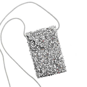 Silver Bling Sequin Crossbody Cellphone Bag, be the ultimate fashionista while carrying this crossbody cellphone bag! It has enough capacity put for cell phones. This pretty cellphone bag will surely bring a smile to one's face as a gift. This is the perfect gift for your friends, family, and the people you love.