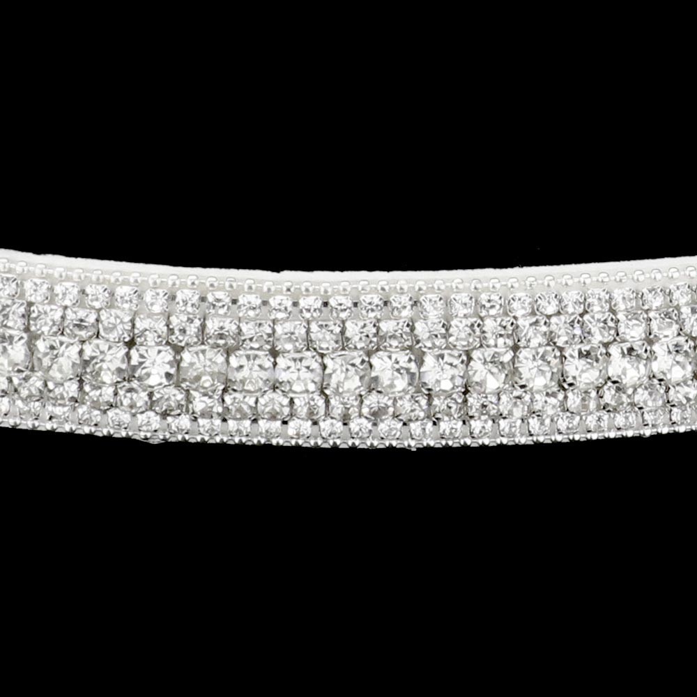 Silver Bubble Stone Sash Ribbon Bridal Wedding Belt Headband, will bring a touch of glamour to any special occasion. Made with a delicate ribbon adorned with bubble stones, it makes an excellent headpiece for your bridal look. Perfect for brides, bridal parties, and any other formal occasion.