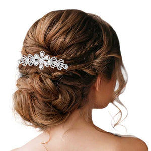 Silver CZ Teardrop Stone Accented Flower Hair Comb, is a beautiful way to add a touch of glamour to any hairstyle with your special outfit. This comb is the perfect accessory for any special occasion. An excellent gift item for birthdays, anniversaries, weddings, bridal showers, proms, and other special occasions.
