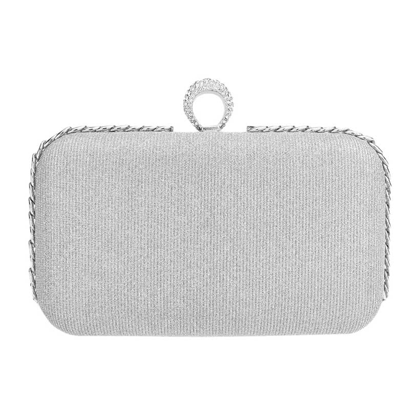 Silver Chain Detailed Shimmery Evening Clutch Crossbody Bag, is beautifully designed and fit for all occasions & places. Perfect for makeup, money, credit cards, keys or coins, and many more things. This crossbody bag feature contains a detachable shoulder chain and clasp closure that makes your life easier and trendier.