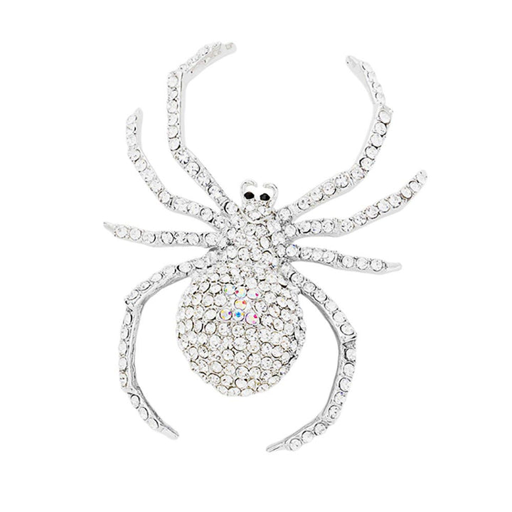 SilverCrystal Embellished Spider Brooch adds a touch of elegance to any outfit. The sparkling crystals and intricate design make it a unique and eye-catching accessory. Perfect for adding a touch of glamour to your wardrobe, this brooch is a must-have for fashion-forward individuals.