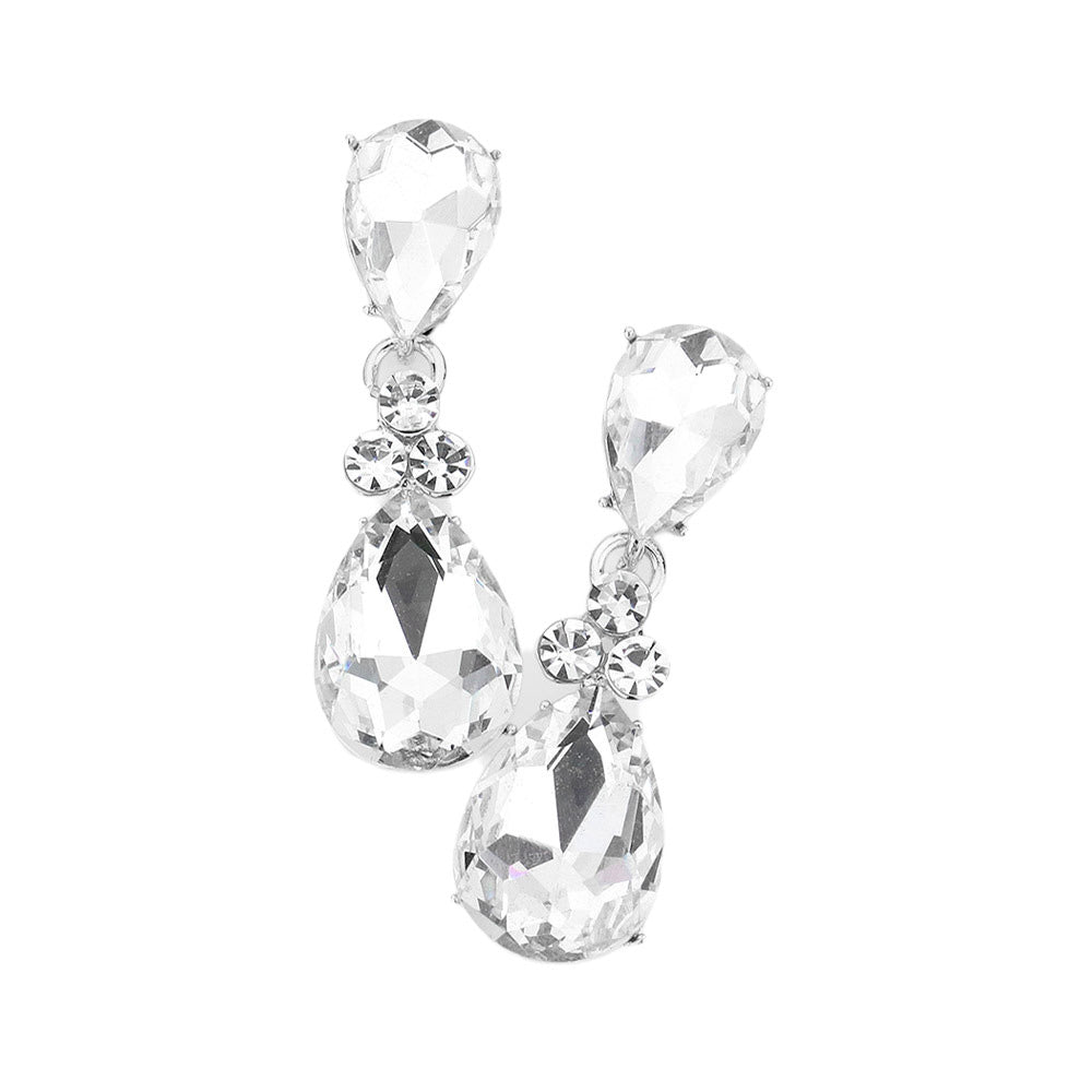 Silver Double Pear Crystal Evening Earrings, these elegant earrings will add an eye-catching sparkle to your look. Crafted with two luxuriously cut pear-shaped crystals, they will bring a sophisticated shimmer to your evening ensemble. An awesome choice for wearing at parties. Perfect gift for Birthdays, anniversaries etc.