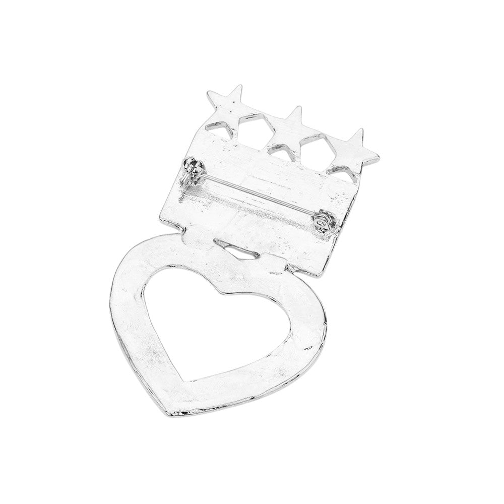 Enamel American Usa Flag Open Heart Pin Brooch – Madeline Love