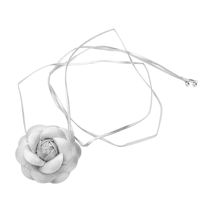 Silver Faux Leather Flower Wrapped Choker Jewelry Set, is perfect for adding a hint of sophistication to your look. It features a floral mesh design, giving it a subtle touch of femininity. It is lightweight and comfortable to wear, making it an ideal accessory for any occasion. Perfect gift choice for the people you love.