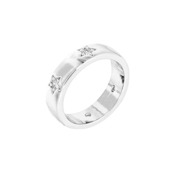 Silver-Gold Plated CZ Embellished Star Metal Band Ring is the perfect accessory for any occasion. Its elegant design, featuring a sparkling CZ star, adds a touch of sophistication to any outfit. With its durable metal band, this ring is both stylish and long-lasting, making it a great addition to any jewelry collection. 