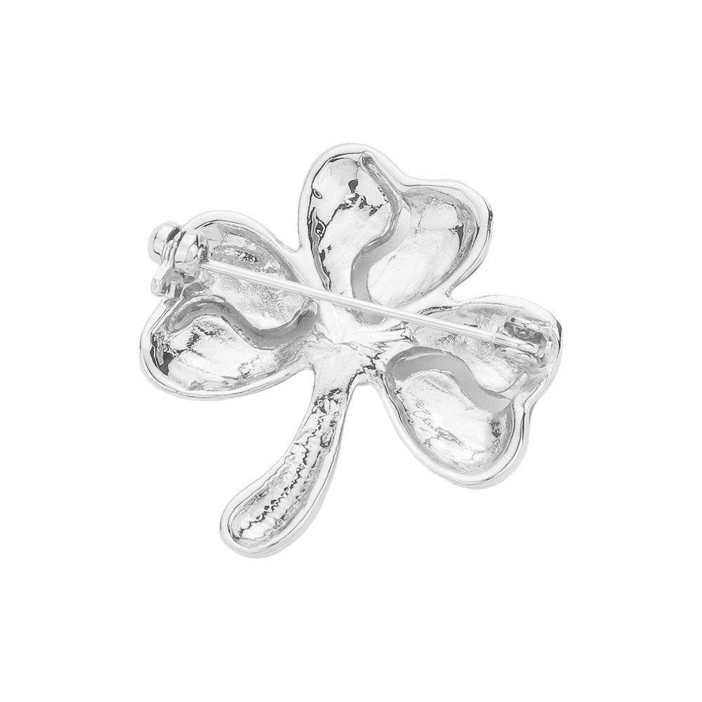 Silver Lacquered Clover Pin Brooch, Add a touch of elegance to your outfit with our special Pin Brooch. Made from high-quality materials and coated with lacquer, this pin is both durable and stylish. Its unique clover design is perfect for adding a pop of sophistication to any look.
