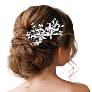 Silver Marquise Rhinestone Embellished Hair Comb, this striking hair comb features a marquise shape design, adorned with beautiful rhinestones to add a touch of sophistication to any look. This sensational piece features an eye-catching design that brings a glamorous touch to any ensemble. Ideal gift for any special occasion.