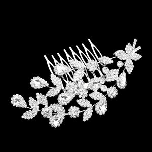 Silver Marquise Stone Accented Floral Hair Comb, this elegant floral hair comb features an array of marquise stones, adding a classic touch to any hairstyle. The beautifully crafted design hair comb adds a gorgeous glow to any special outfit. These are Perfect Anniversary Gifts, and also ideal for any special occasion.