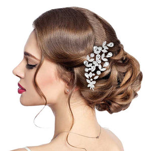 Silver Marquise Stone Accented Floral Hair Comb, this elegant floral hair comb features an array of marquise stones, adding a classic touch to any hairstyle. The beautifully crafted design hair comb adds a gorgeous glow to any special outfit. These are Perfect Anniversary Gifts, and also ideal for any special occasion.