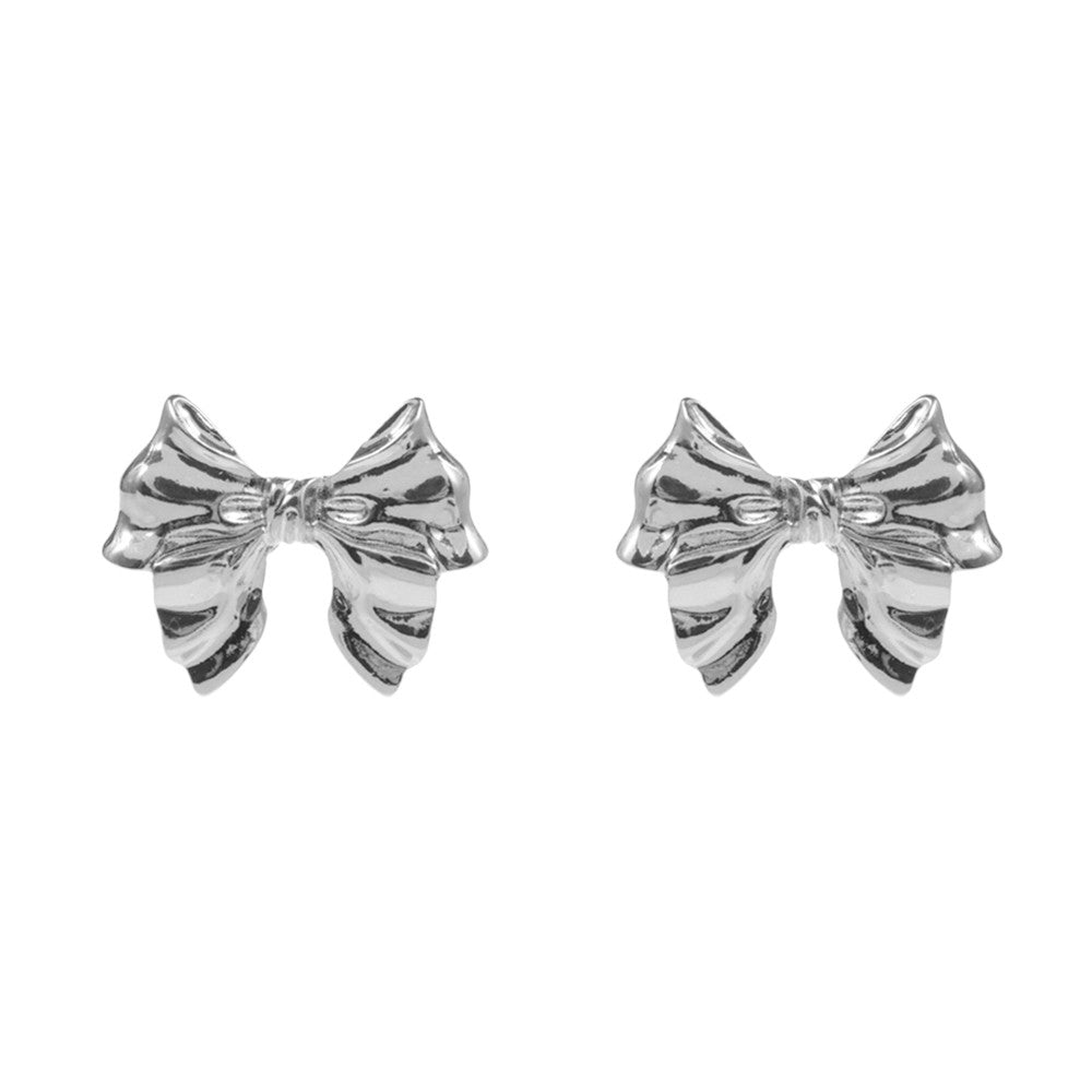 Silver Metal Bow Earrings will add a touch of elegance and sophistication to any outfit. Made from high-quality metal, they are durable and comfortable to wear. The unique bow shape adds a delicate touch to these earrings. Perfect for both casual and formal occasions. A lovely gift choice for any fashion forwarded individual.
