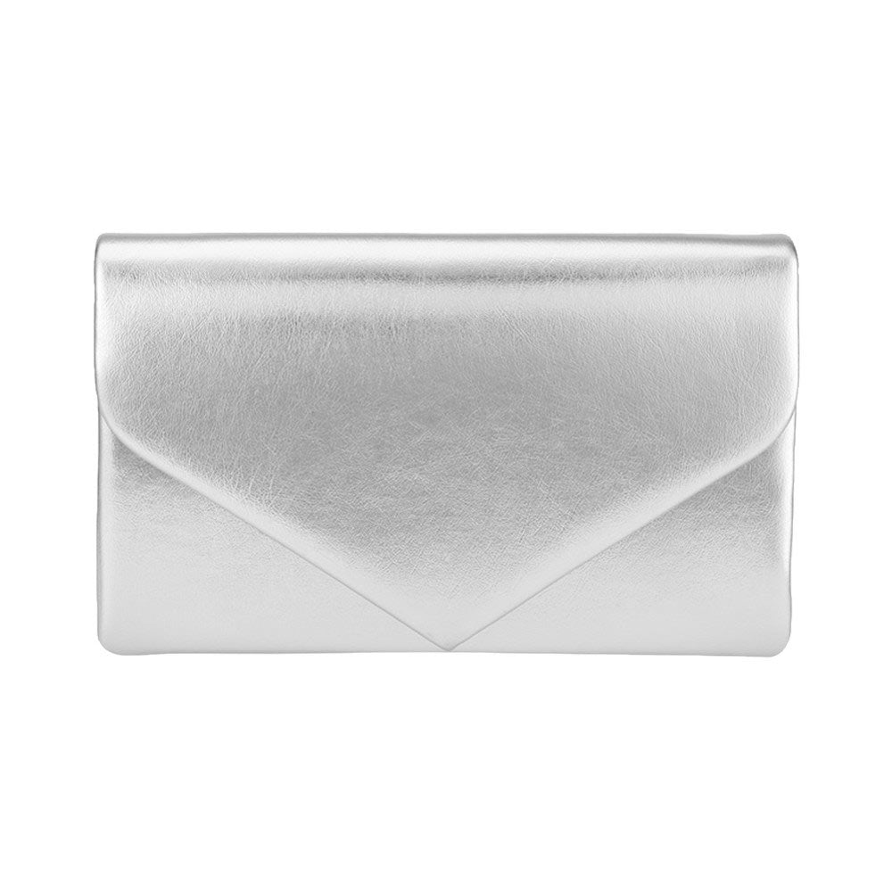 Silver Metallic Envelope Evening Clutch Bag Crossbody Bag is the perfect accessory to elevate any outfit. Made with high-quality materials, its metallic design adds a touch of elegance. Its versatile crossbody style and spacious compartments make it a practical and stylish choice for any occasion.