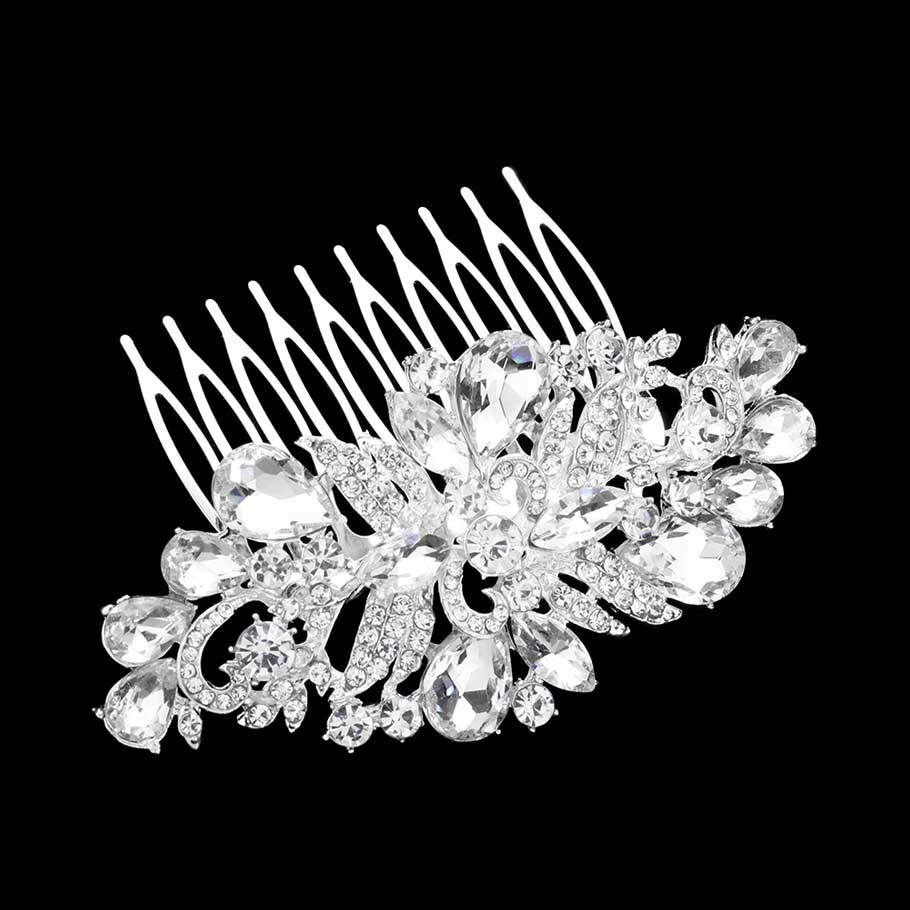 Silver Multi Stone Embellished Hair Comb, this beautiful hair comb brings a sparkle to your look while the intricate pattern adds luxury and elegance. The beautifully crafted design hair comb adds a gorgeous glow to any special outfit. These are Perfect Anniversary Gifts, and also ideal for any special occasion.