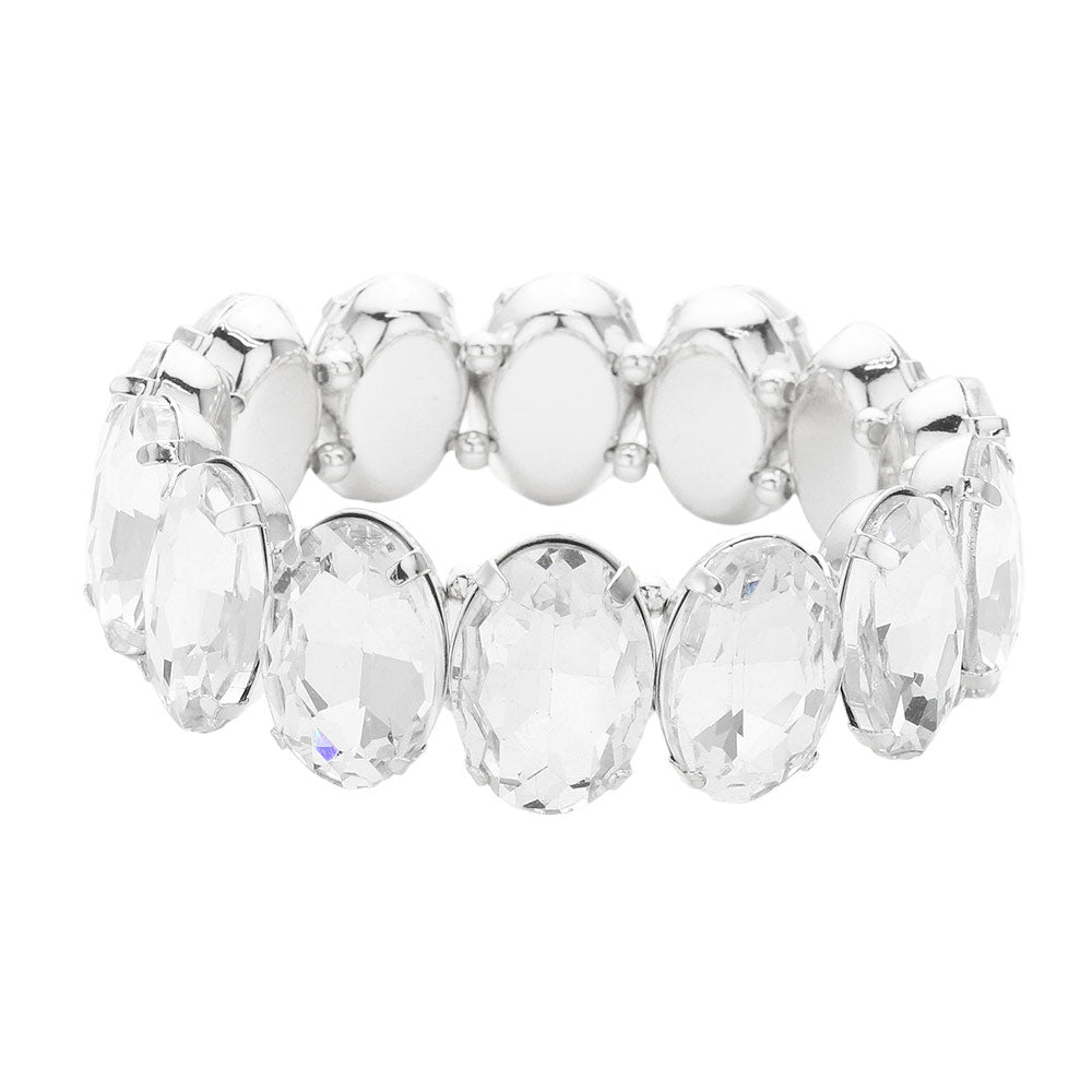 Silver Oval Stone Stretch Evening Bracelet, get ready with this oval stone bracelet to receive the best compliments on any special occasion. This classy evening bracelet is perfect for parties, Weddings, and Evenings. Awesome gift for birthdays, anniversaries, Valentine’s Day, or any special occasion.