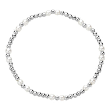 Silver Pearl Stainless Steel Ball Beaded Stretch Bracelet is the perfect accessory for any outfit. The mix of pearls and stainless steel balls adds a touch of elegance, while the stretch design ensures a comfortable fit. Expertly crafted with high-quality materials, this bracelet is both stylish and durable.
